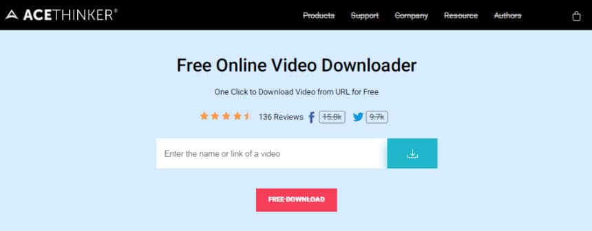 AceThinker Free Online Video Downloader screen