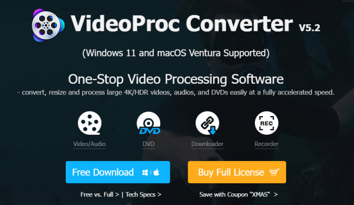 videoproc converter website screen